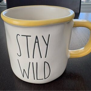 Rae Dunn Stay Wild Yellow Rim Ceramic Mug Artisan Collection